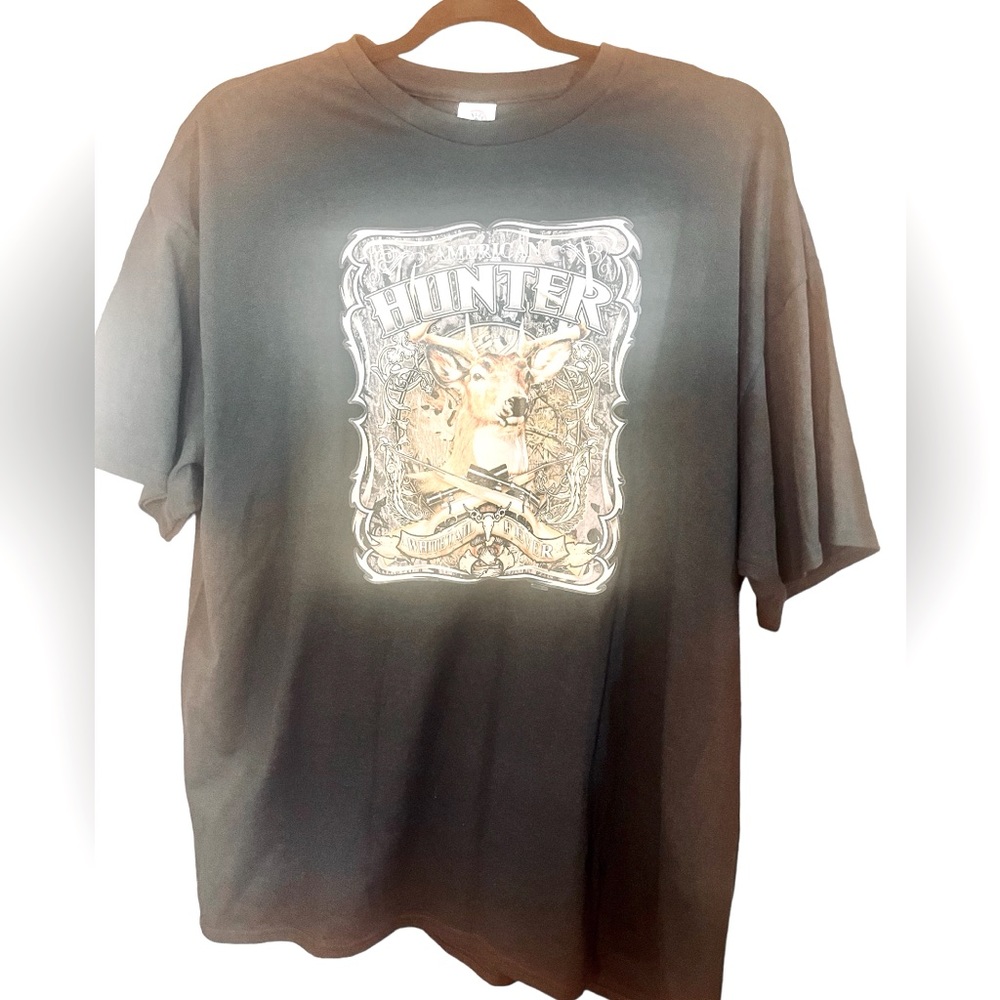 Men's Black Graphic Short Sleeve T-shirt With A Deer And Saying Size 3XL